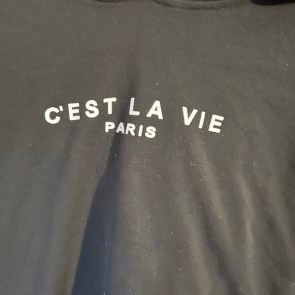 C'EST LA VIE Black Paris Crop Top Hoodie 8611 - Picture 4 of 4
